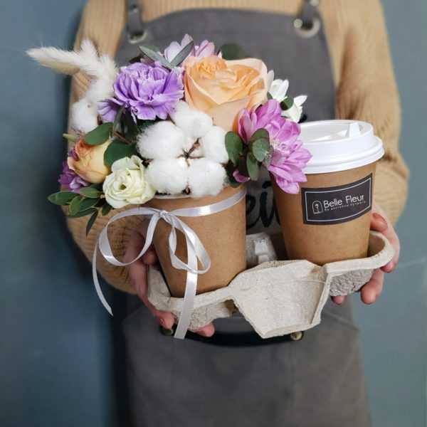 Цветы и кофе "Доброе утро"